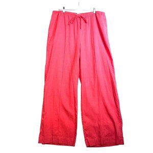 A New Day Coral Wide-Leg Drawstring Pants 100% Cotton Elastic Waist Womens Sz XL